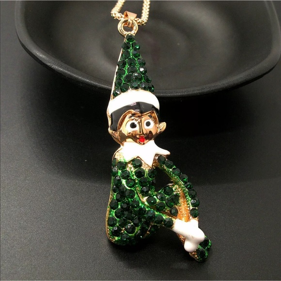 New Betsey Johnson Christmas Elf Pendant Necklace - Picture 4 of 5